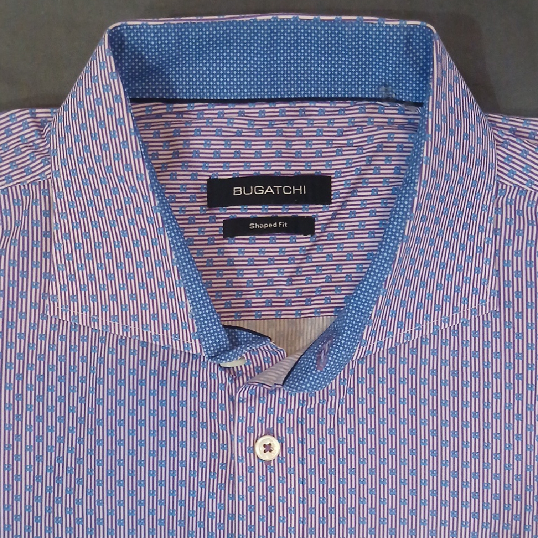 Bugatchi Men's Pink And Blue Geometric Shirt